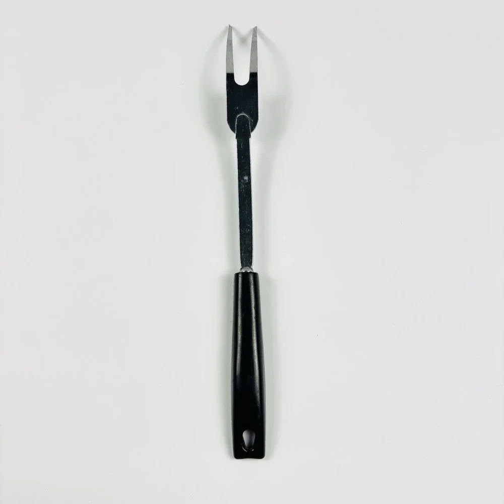 Ekco Stainless Meat‎ Carving Serving Fork Black Plastic Handle USA - 11 3/8